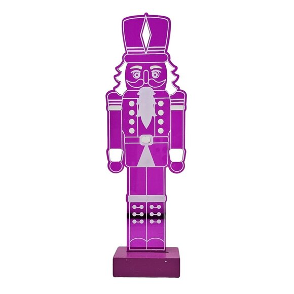 Violet Acrylic Christmas Nutcracker with Cut Outs to Shine Light Though - Picture 4 of 4